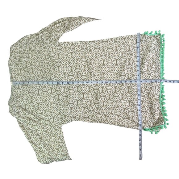 Skemo Cover Up Dress | S | Tan White | Tasseled Crochet Beaded | Beachy Resort - Picture 12 of 13